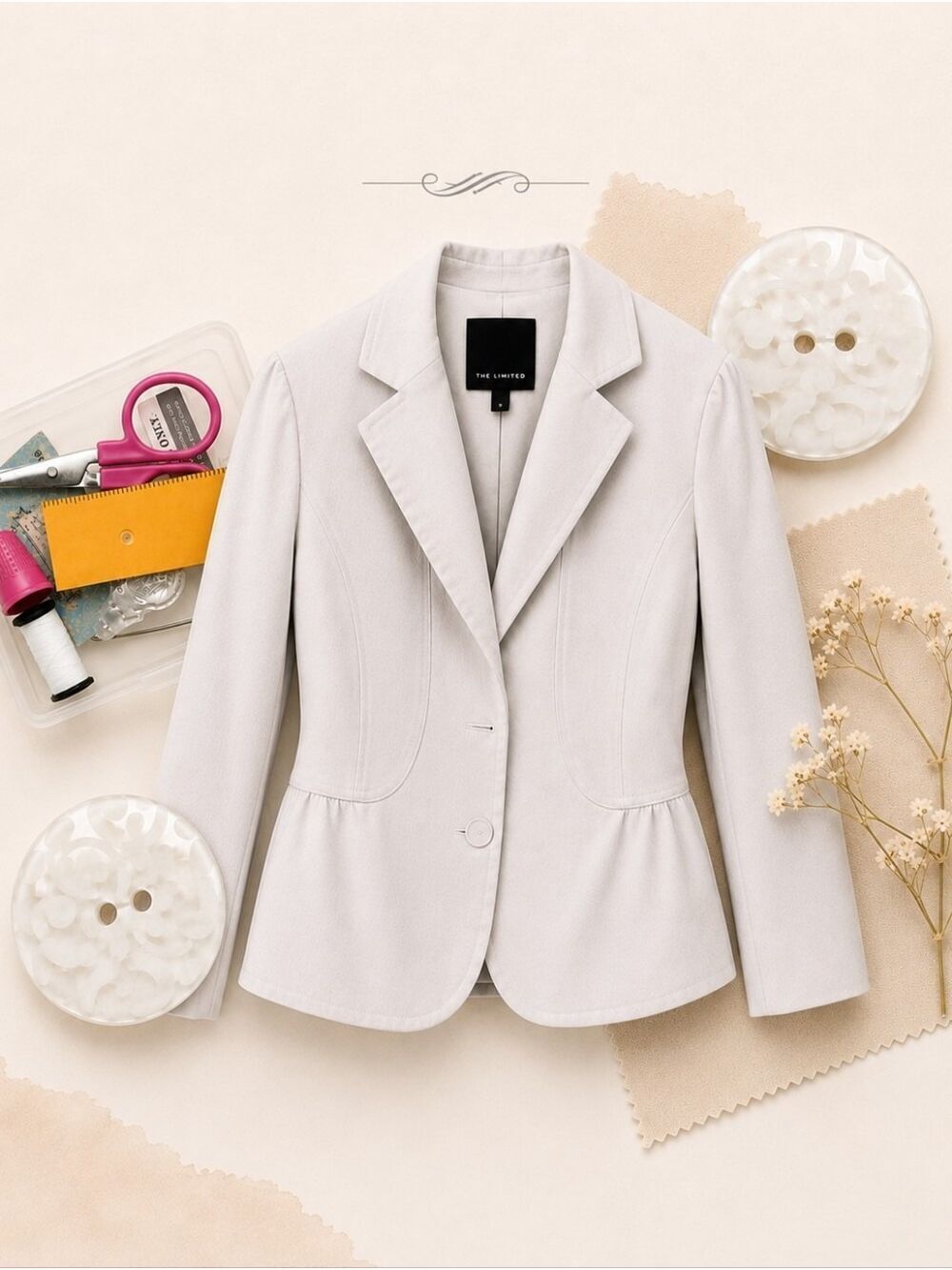 The Limited Womens White Peplum Blazer Size 0